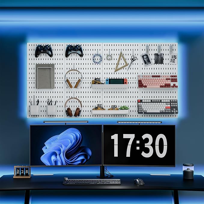 Pegboard Combination Kit, 25.2" x 25.2" Wall Mounted Storage Set with 4 Pegboards & 20 Accessories Hanging, Peg Boards Organizer