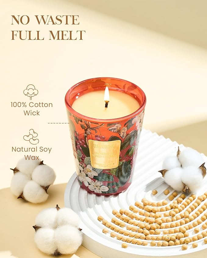 M&SENSE Wild Cherry Scented Candle, Natural Soy Wax Candles 14.1oz 60H Slow Burning Non Toxic, Stress Relief Romantic Gifts for Women Home Decor