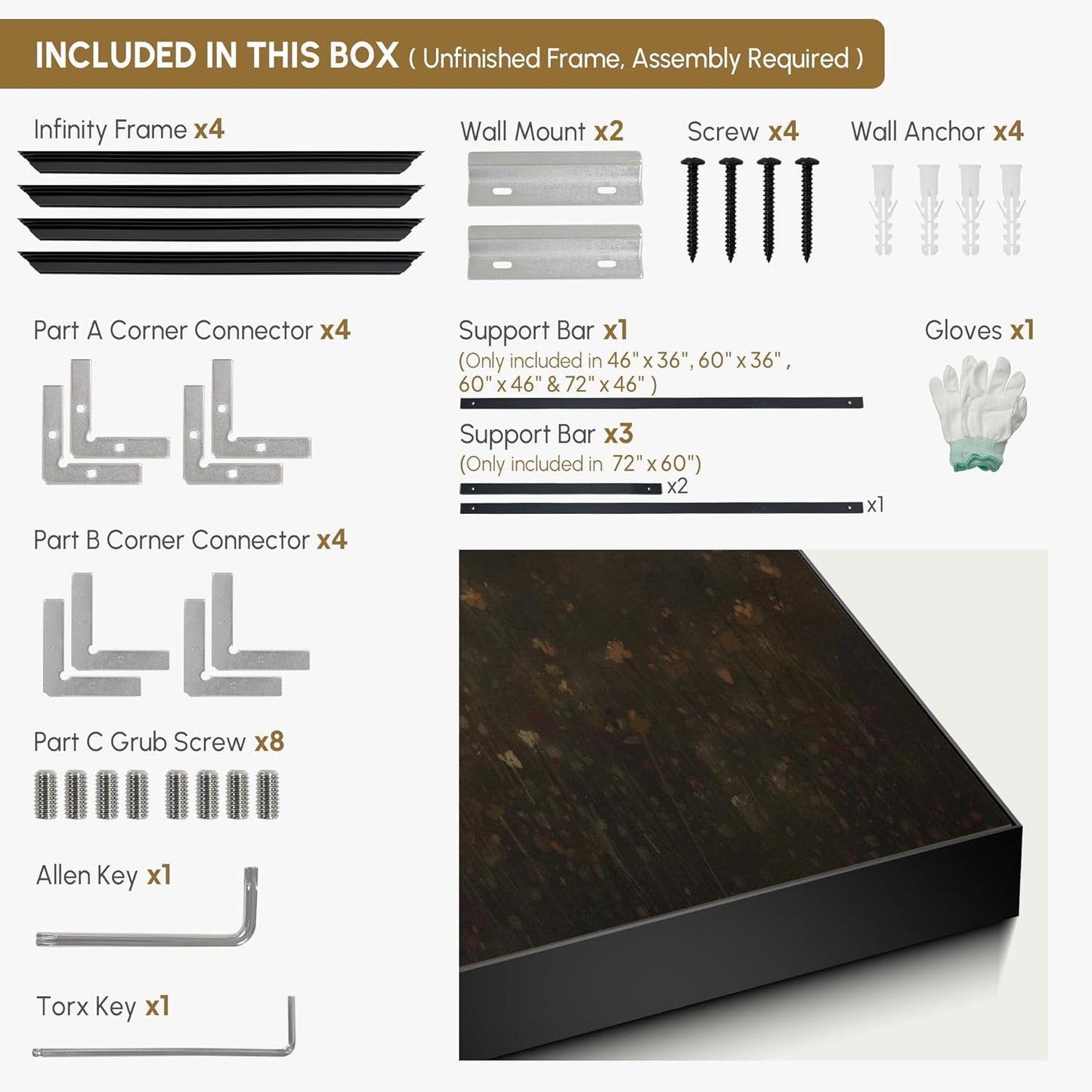 SIGNWIN 36"x60" Extra Large Framed Wall Art Dark Floral Meadow Moody Wildflower Field in Deep Earthy Tones Illustration for Home Living Room Bedroom Decor (Frame Assembly Required)