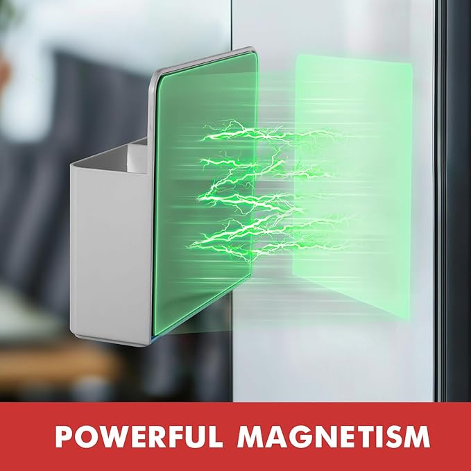 BEYGORM 2 Pack Plastics Magnetic Pen Holder for Refrigerator, Dry Erase Marker Holder for Whiteboard，Magnet School Locker Organizer Accessories, Pencil Cup, Pen Caddy, Classroom Organization(Grey)