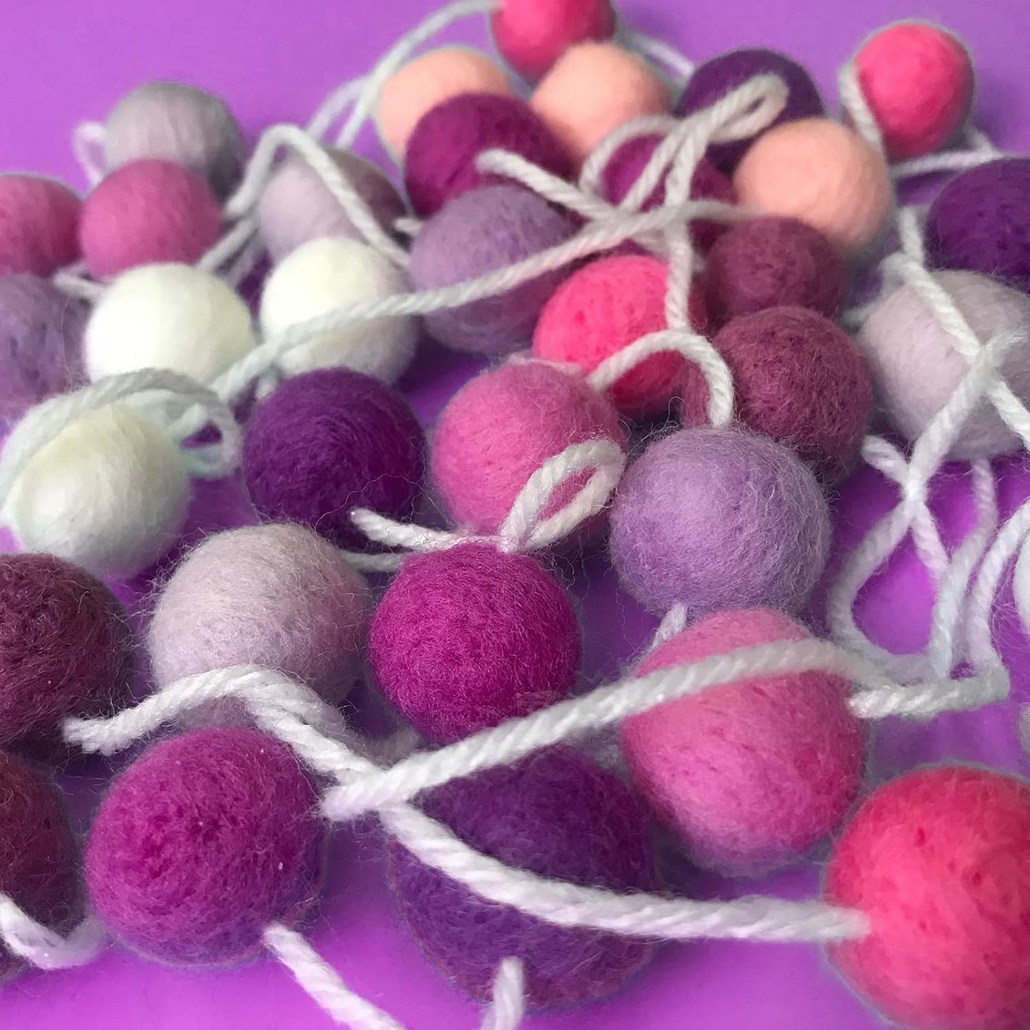 Felt Ball Garland Misscrafts 9.8 Feet 100% Wool Roving Pom Pom Garland 20mm Colorful for Baby Shower Grand Opening Party Festivals Room Decorations