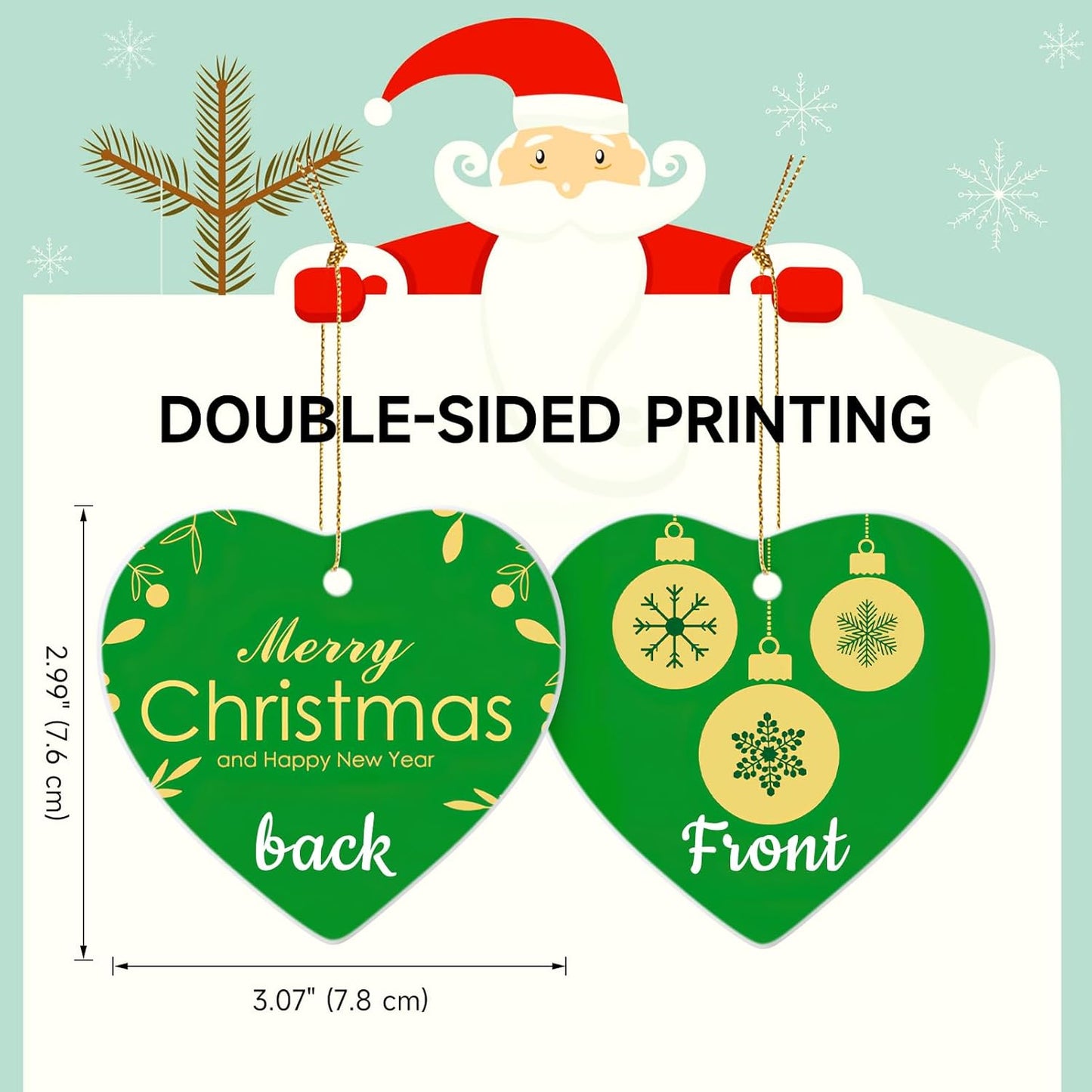 Personalized Christmas Ornaments 2025 Ceramic Custom Picture Text Hanging Ornament Customized Christmas Tree Decorations Keepsake Gift for Family Couples Xmas Tree Home Decor