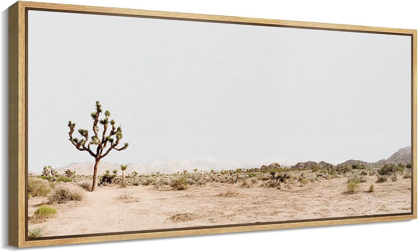 MUDECOR Extra Large Framed Canvas Print Wall Art Desert Solitude Joshua Tree Landscape Antique Retro Fine Art Illustrations Decorative Colorful for Bedroom - 60"x30"