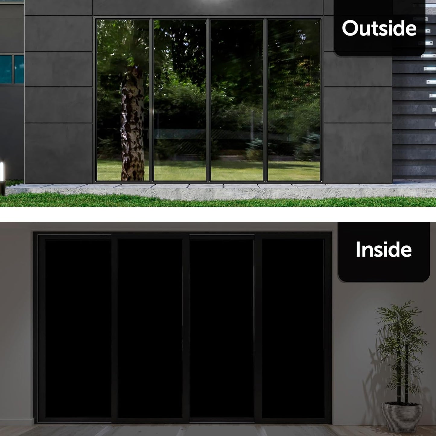 HIDBEA Mirror Blackout Window Film,100% Light Blocking Room Darkening Window Privacy Film,Mirror Glass Window Film Heat Control,Removable Window Cover Tint for Day Sleep(Mirror Black,35.4in x 6.5ft)