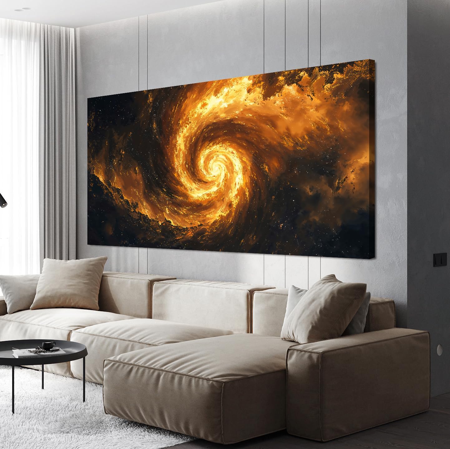 Canvas Wall Art Decor Galaxy Vortex Modern Abstract Aesthetic Wall Art Canvas Prints Black And Gold Large Modern Abstract Art Wall Decor For Living Room Bedroom Office Wall Hanging Decor 24" X 48"