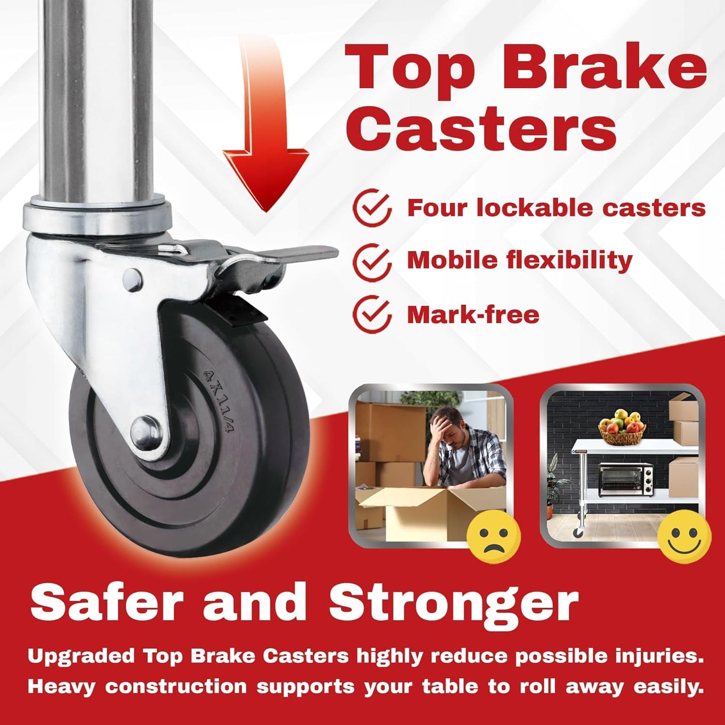 DuraSteel Stainless Steel Work Table 24" x 36" x 34" Height w/ 4 Caster Wheels - Food Prep Commercial Grade Worktable - NSF Certified - Good for Restaurant, Business, Warehouse, Home, Kitchen, Garage