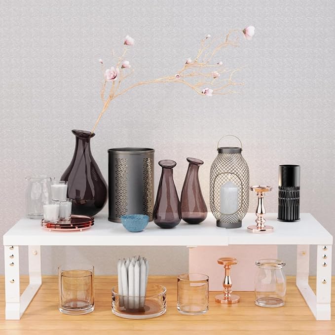 Expandable,Stackable Spice Rack,Seasoning Organizer and Storage,Spices Jar Racks for Cabinet,Countertop, Metal Pantry, Cupboard,Laundry Storages,Heavy Duty(1 PACK/LARGE/WHITE)