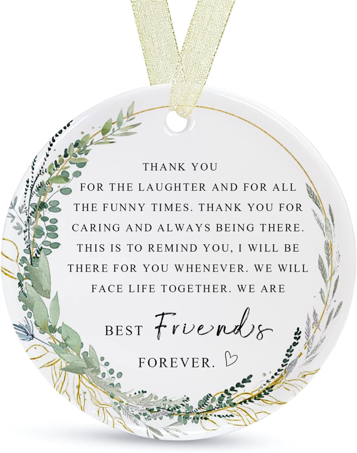 Friend Ornaments 2025 Best Friend Ornament Christmas Friendship Besties Forever Ornament Friends Tree for Graduate Best Friend Ever Double-Sided Printing Ceramic (2.9"