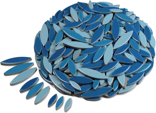 VerzTile Mosaic Tiles for Crafts - Petal Shaped Ceramic Tile Craft Hobbies & Art Projects 39 Color Options Endless Creativity DIY Design (Light Blue Mix)