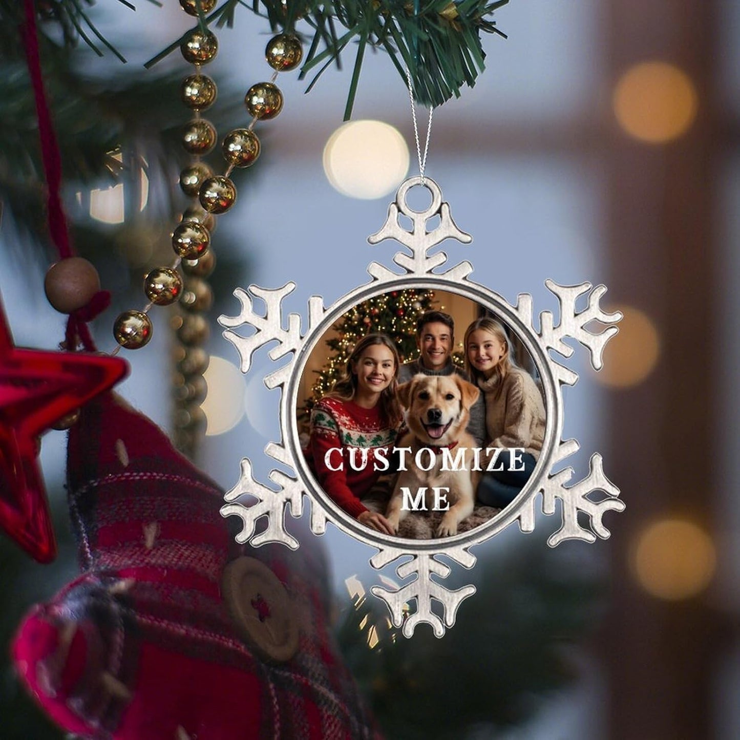 Personalized Christmas Ornaments - Custom Picture & Text Ornaments for Christmas 2024, Baby's 1st Christmas Ornament with Picture for Xmas Tree Custom Gifts for Family, Mom, Dad, Friend (Snowflake)