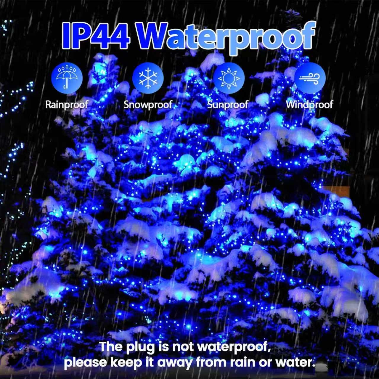 75.8 FT 200 LED Blue Christmas String Lights Outdoor & Indoor, Timer & Memory Function & 8 Modes, Extendable Ultra Bright Green Wire Mini Twinkle Lights for Xmas Tree Patio Holiday Party Garden Decor