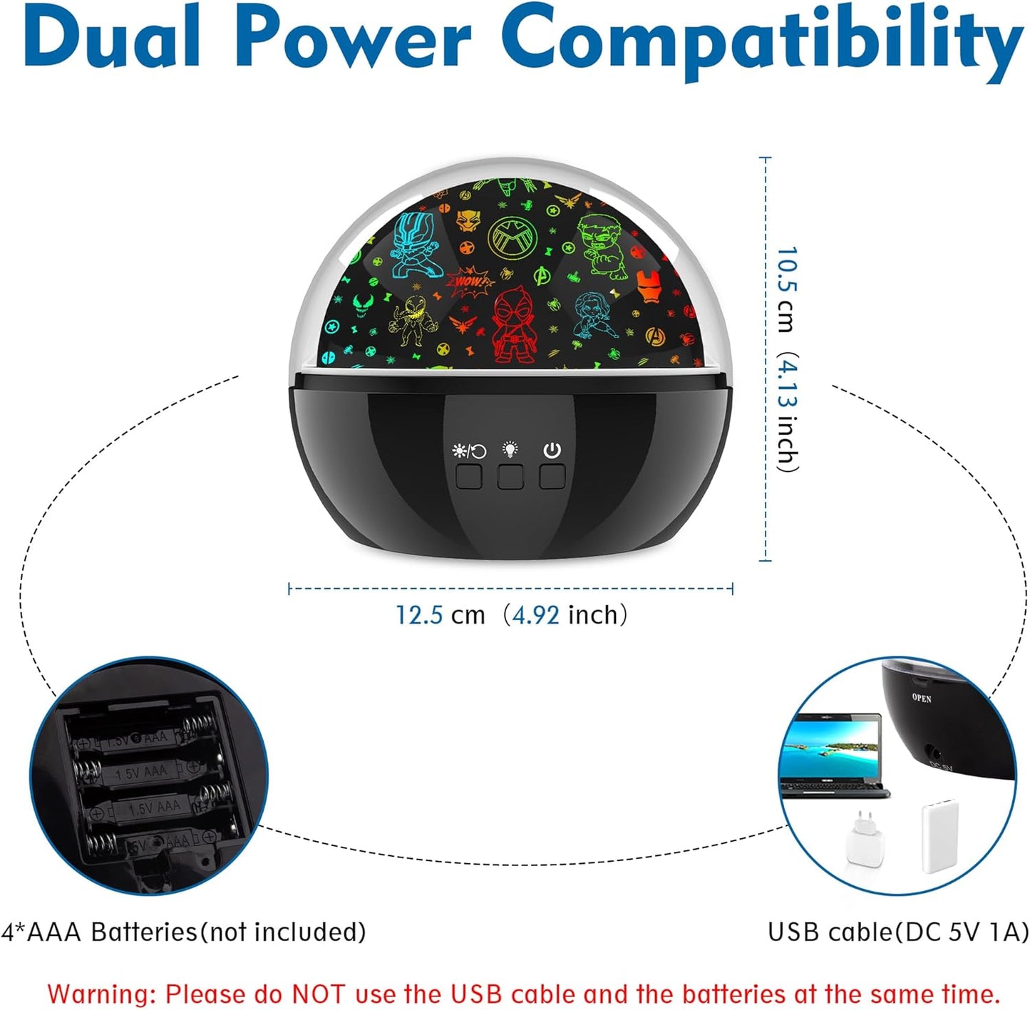 Superhero Night Light Projector for Boy,Kids Night Lights with Hulk and Star Theme,360 Degree Rotation,15 Mode Color Changing,Birthday Gift Toys