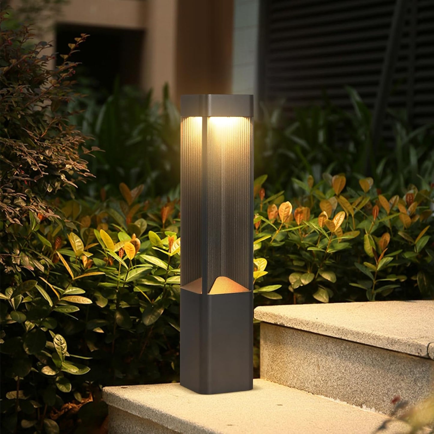 3000K Pathway Lights Black Landscape Path Light Outdoor Waterproof Garden Floor Lamp Modern Walkway Lights LED Warm Light Bollard Lighting Hardwired Aluminum Lawn Post Lights for Entrance Patio Porch