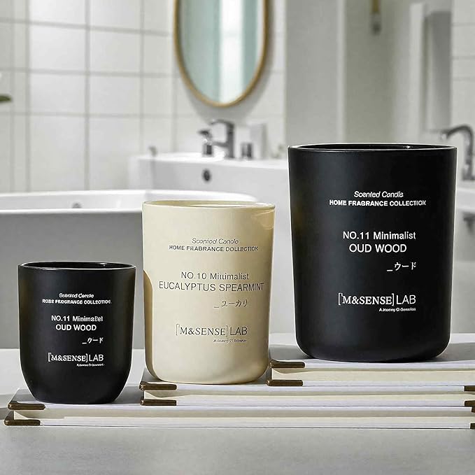 M&SENSE Natural Soy Candle| Pink Jasmine Blossom | 5.3 oz | Minimalist Scented Candle for Relaxation, Gifting, Home Décor | for Bedroom, Office, Party Small