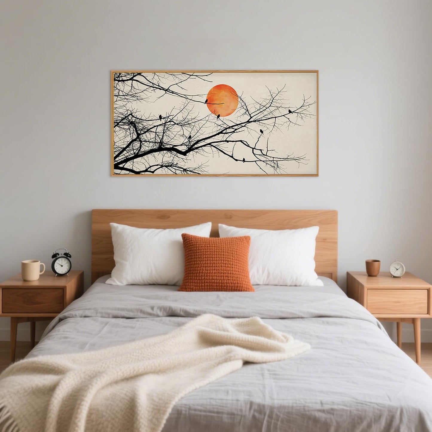 Celestdeco Large Vintage Tree Branch Framed Canvas Wall Art Set, Retro Tree Drawing Wall Decor, Nature Botanical Wall Painting, Neutral Landscape Art Print for Living Room, Bedroom, Office - 20"X40"x1