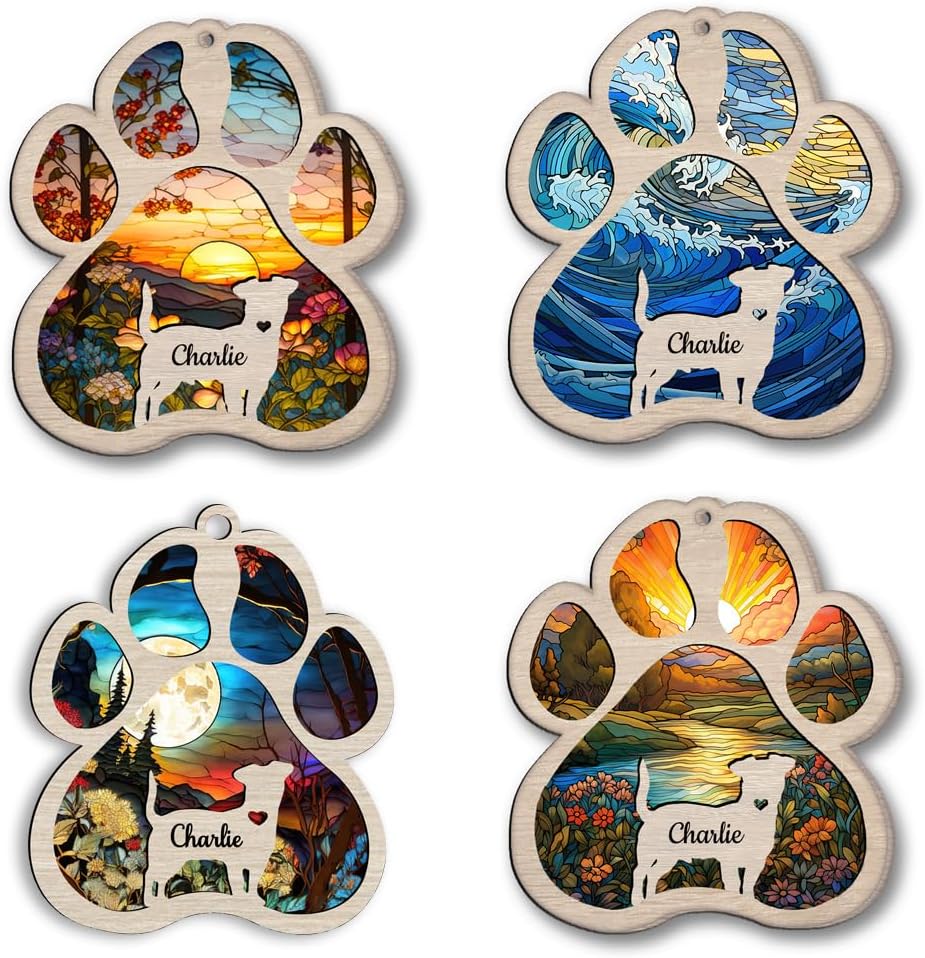 IZI POD Personalized American Staffordshire Terrier Suncatcher Dog Memorial Gifts, Custom American Staffordshire Terrier Ornament Christmas Tree, Dog Remembrance Gift, Pet Memorial Ornament