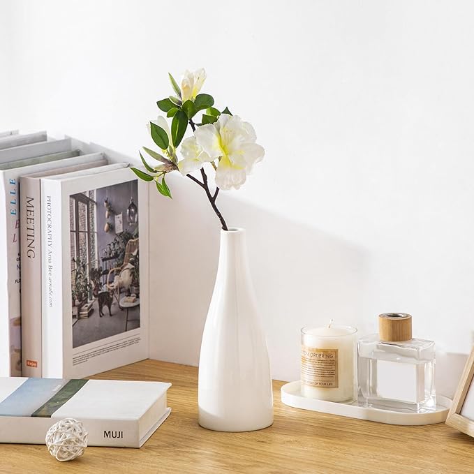 vancasso 16 Oz Ceramic Olive Oil Dispenser Bottle, Bottle Dispenser with Spout and Funnel for Kitchen,Suitable for Oil, Vinegar, Coffee Syrups & Other Liquids, White