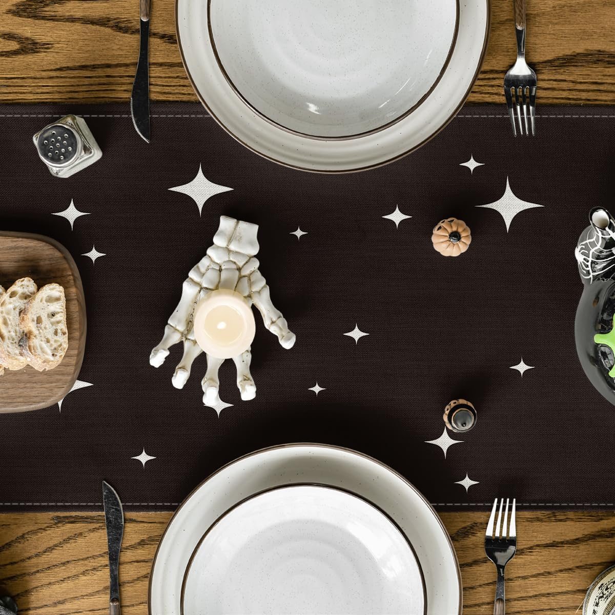 Artoid Mode Spooky Skeleton Spider Bone Halloween Table Runner, Holiday Kitchen Dining Table Decoration for Home Party Decor 13 x 120 Inch