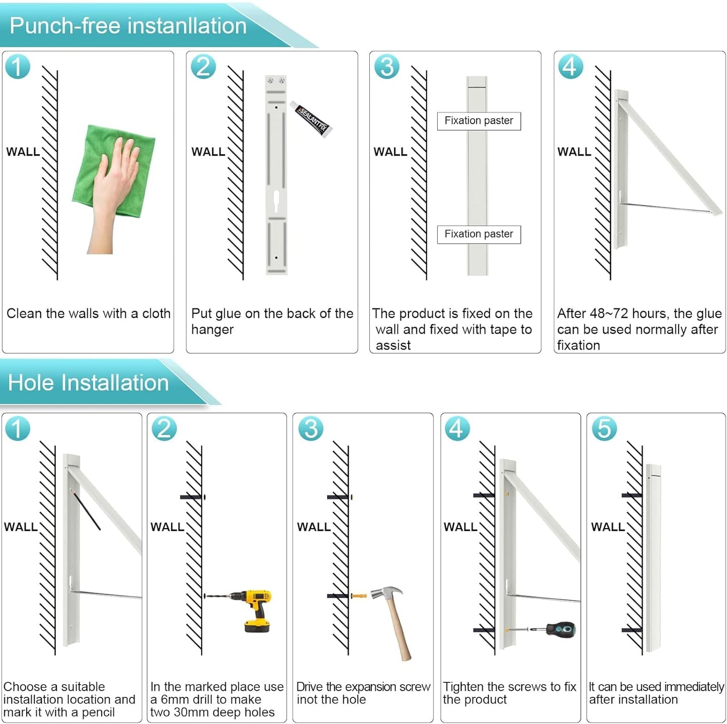 Retractable Clothes Drying Rack,Space Saver Wall Mounted Folding Hanger for Laundry Room, Closet Storage Organization, Easy Installation Aluminium Dryer 1pcs