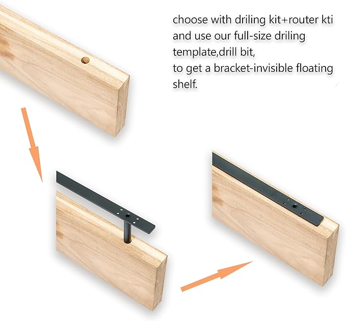 Hidden Shelf Brackets ， Floating Shelf Bracket (Additional Brackets -NO Kits) 16 Inch -2 Pcs
