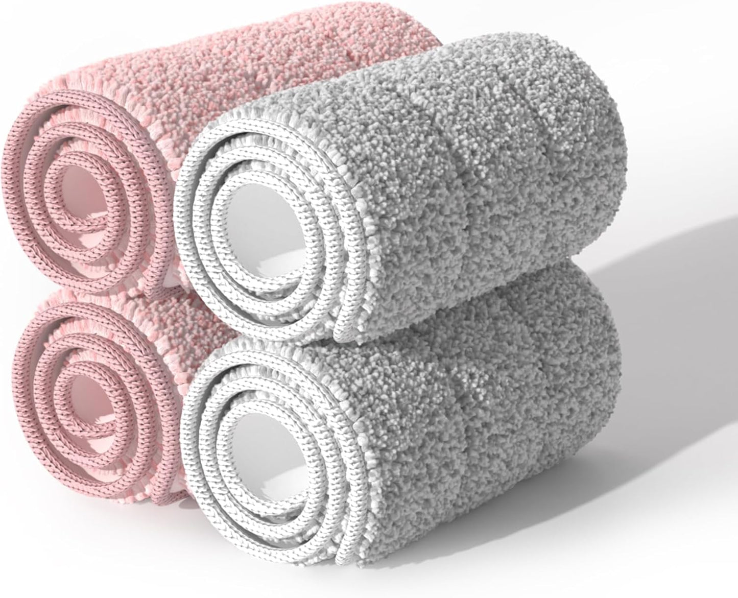 JOYMOOP Mop Replacement Pads, Reusable Microfiber Mop Pads for 13-inch Flat Mop and Mop Bucket Set, Pack of 4 Refills - Grey and Pink