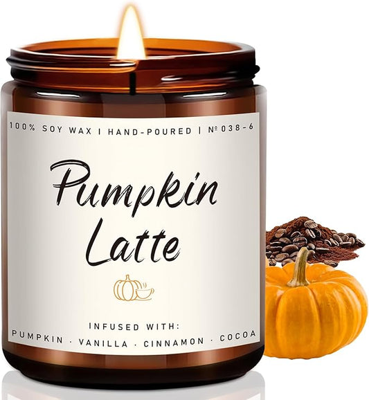 Auelife Fall Candles, Pumpkin Latte Scented Candle – Fall Soy Candle for Home | Autumn Aromatherapy Candles| Pumpkin Scented for Autumn Home Décor & Cozy Gift for Women
