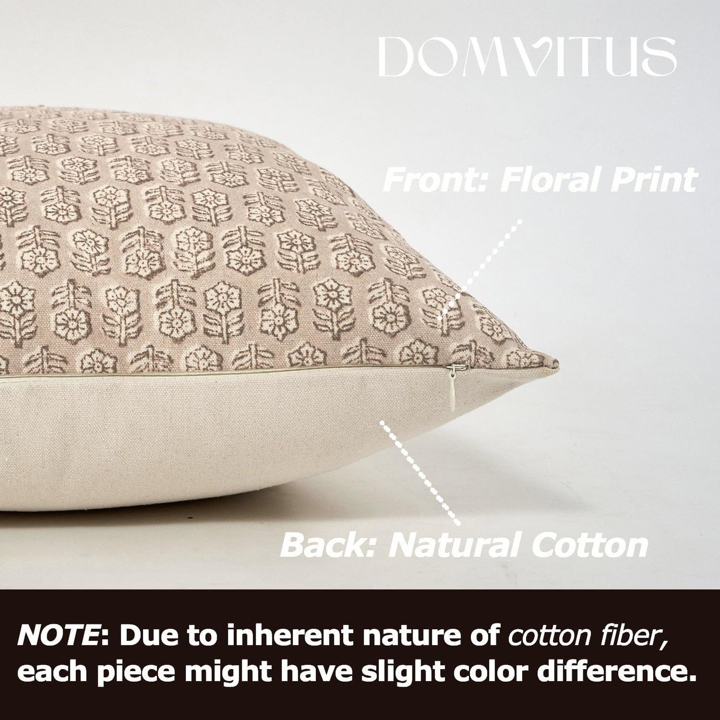 DOMVITUS Floral Pillow Covers Set of 2, Throw Pillow Covers 20x20, Floral Print Neutral Accent Decorative Pillow Covers for Living Room, Bed, Cloud Cream