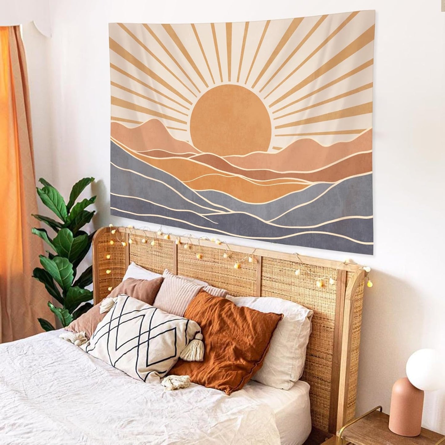 Lunerfex Boho Sun Tapestry Sunset Wall Tapestry, Mountain Tapestries for Bedroom 80s Tapestries Wall Hanging for Bedroom Living Room Decor Boho-3 44"x60"