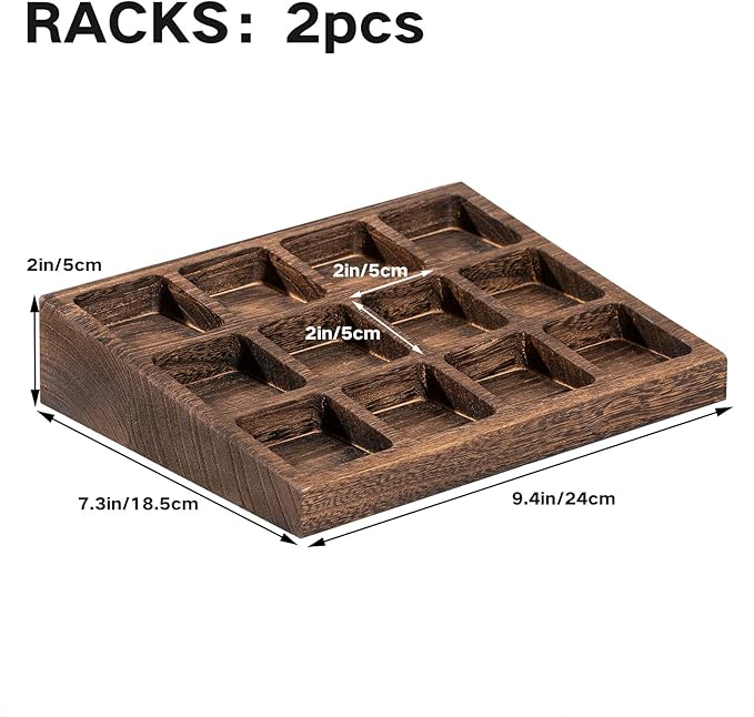 Yangbaga 24Pcs Glass Spice Jars with Labels-4oz Acacia Wood Lid Square Spice Containers and 2pcs Rack with Pepper Grinder Lids &Funnel,Seasoning Jars for Rack Cabinet Drawer