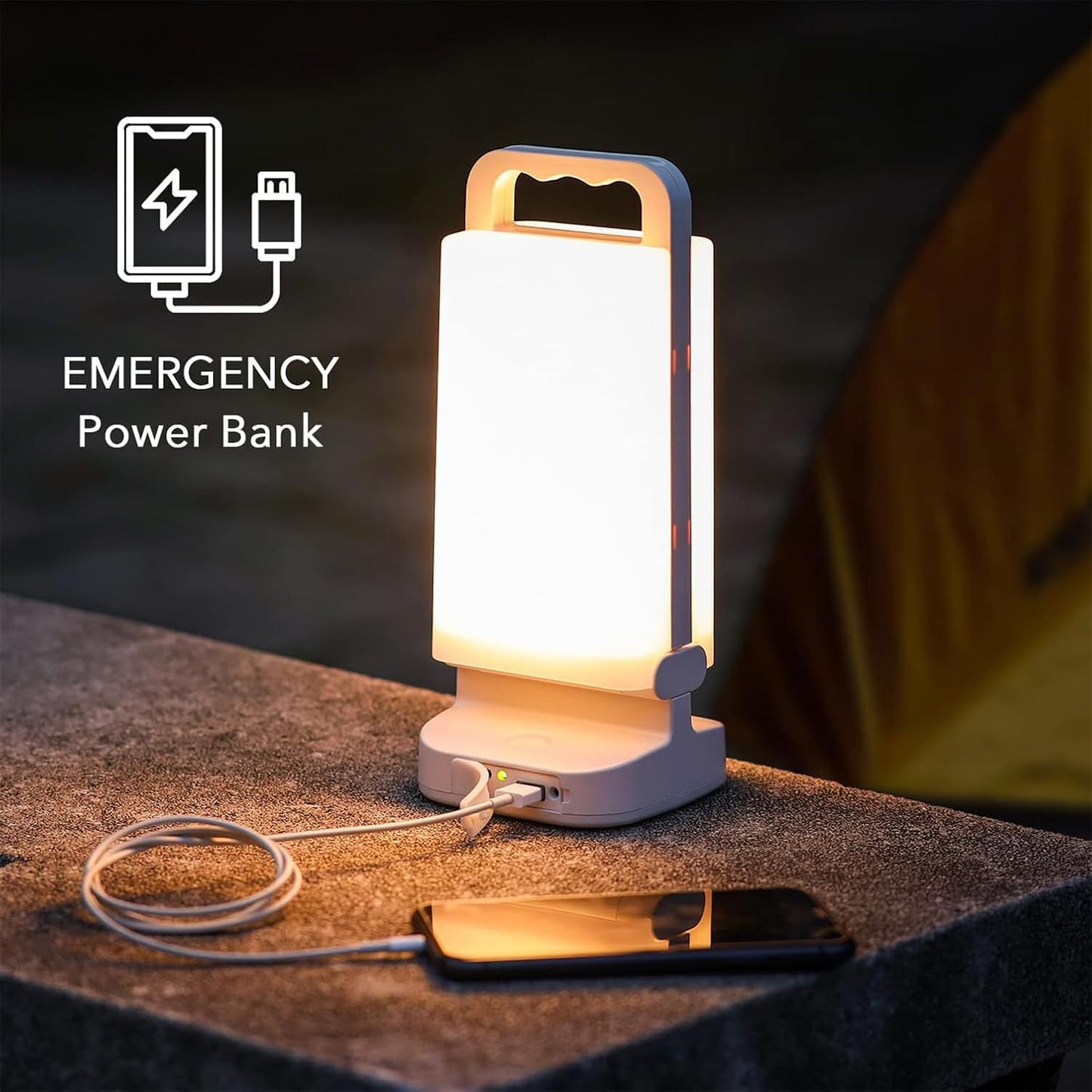 Camping Lantern, Solar Lanterns, Rechargeable Emergency Light Dimmable Camping Essential with USB Charging – Lanterns for Power Outages Hurricane, Hiking, Fish, and Home - 2 Pack