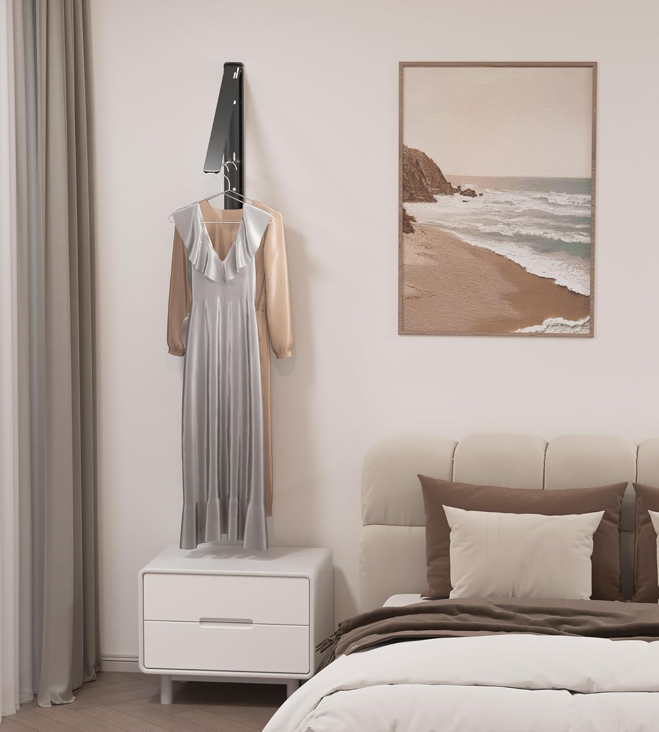 Dr.DJ Clothes Drying Rack Wall Mounted, Retractable & Foldable Clothes Hanger for Laundry Room Organization and Storage, Clothes Hanger Rack for Dorm, Closet, Balcony, Laundry Room(1P, Metal, Black)