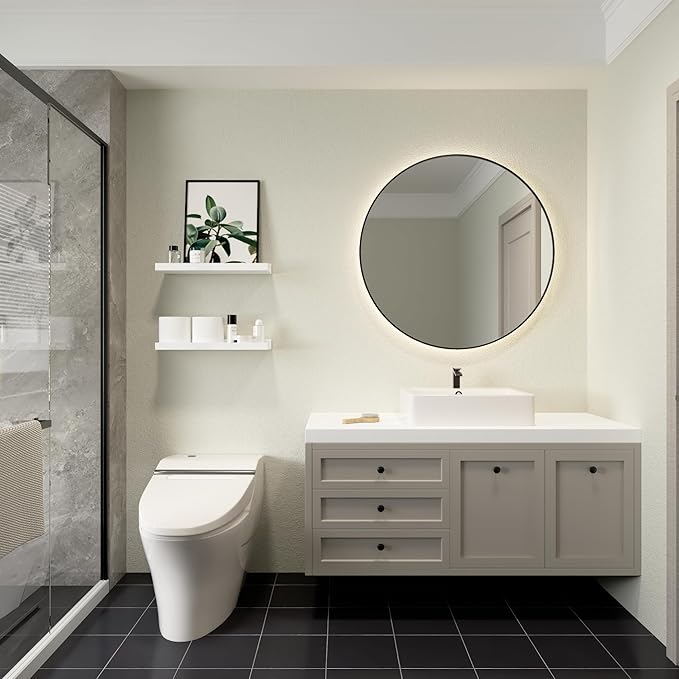 RICHER HOUSE 3 Set White Floating Shelves, Wall Mounted White Shelves for Wall Decor, Picture Ledge Shelf with Lip for Wall Storage Nursery, Bedroom, Living Room, Bathroom - White