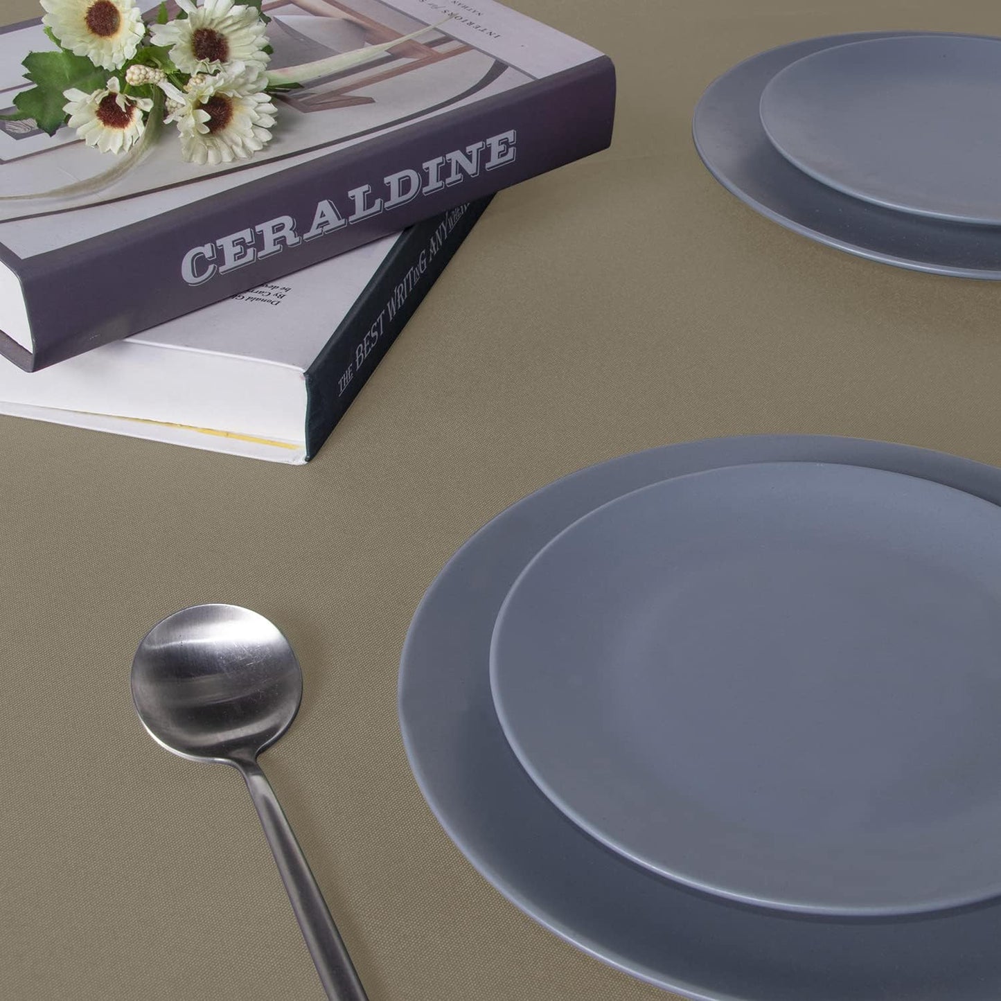 sancua Rectangle Tablecloth - 60 x 102 Inch - Stain and Wrinkle Resistant Washable Polyester Table Cloth, Decorative Fabric Table Cover for Dining Tables, Buffet Parties and Camping, Taupe