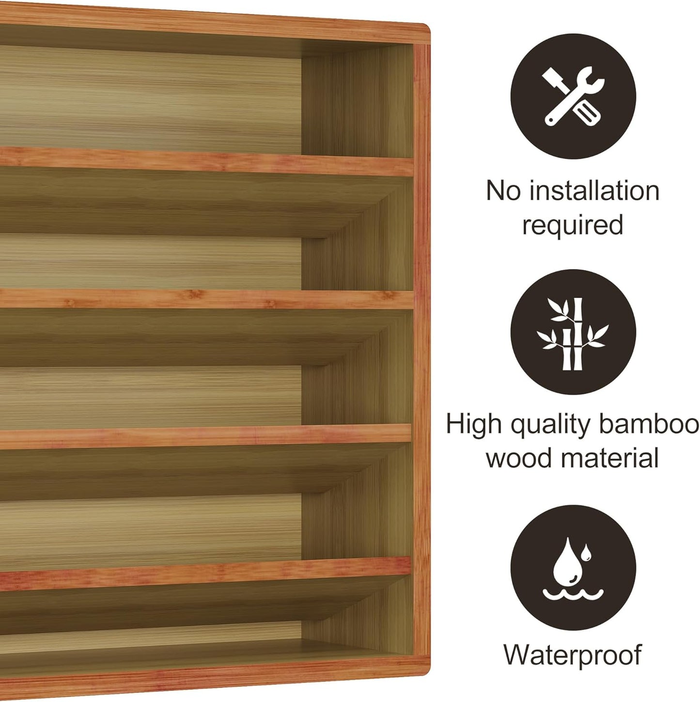 Orimade 4 Tier Spice Rack Organizer for Cabinet, Freestanding Bamboo Seasoning Rack for Countertop, Cupboard, Pantry, Kitchen, 13.18 x 4.13 x 12.2 inches(Spice Jars Not Included), Bronze