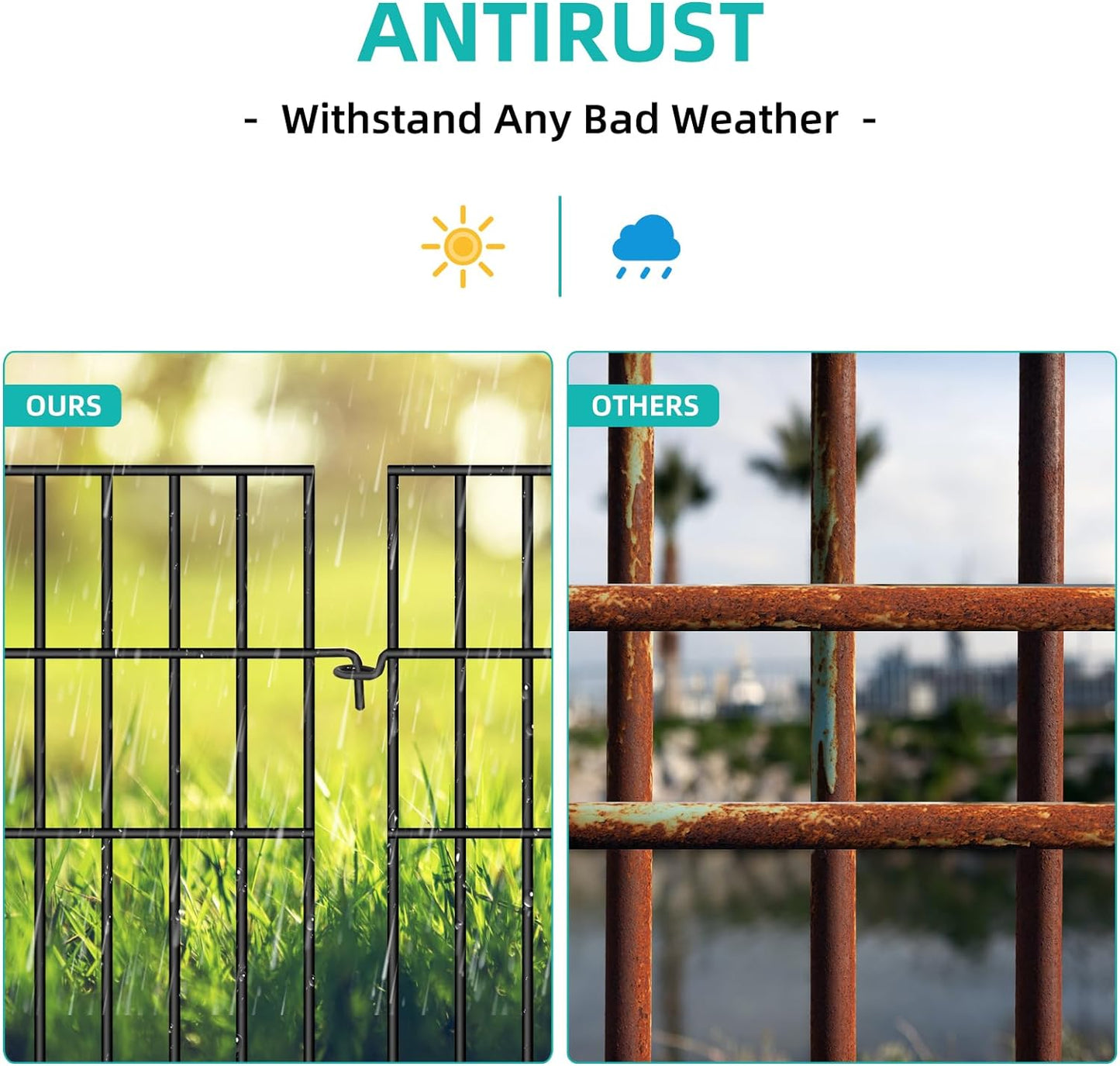 Animal Barrier Fence, 10 Panels No Dig Fences, 17in(H) X 10.8ft(L) Garden Fence Animal Barrier for Rabbits and Dog Under Fencing Barrier, Rustproof Metal Fences Border for Outdoor, Yard, Patio