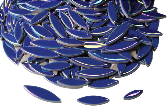 VerzTile Mosaic Tiles for Crafts - Petal Shaped Ceramic Tile Craft Hobbies & Art Projects 39 Color Options Endless Creativity DIY Design (Iridescent Cobalt Blue)