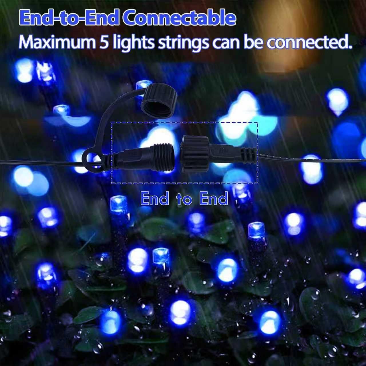 75.8 FT 200 LED Blue Christmas String Lights Outdoor & Indoor, Timer & Memory Function & 8 Modes, Extendable Ultra Bright Green Wire Mini Twinkle Lights for Xmas Tree Patio Holiday Party Garden Decor