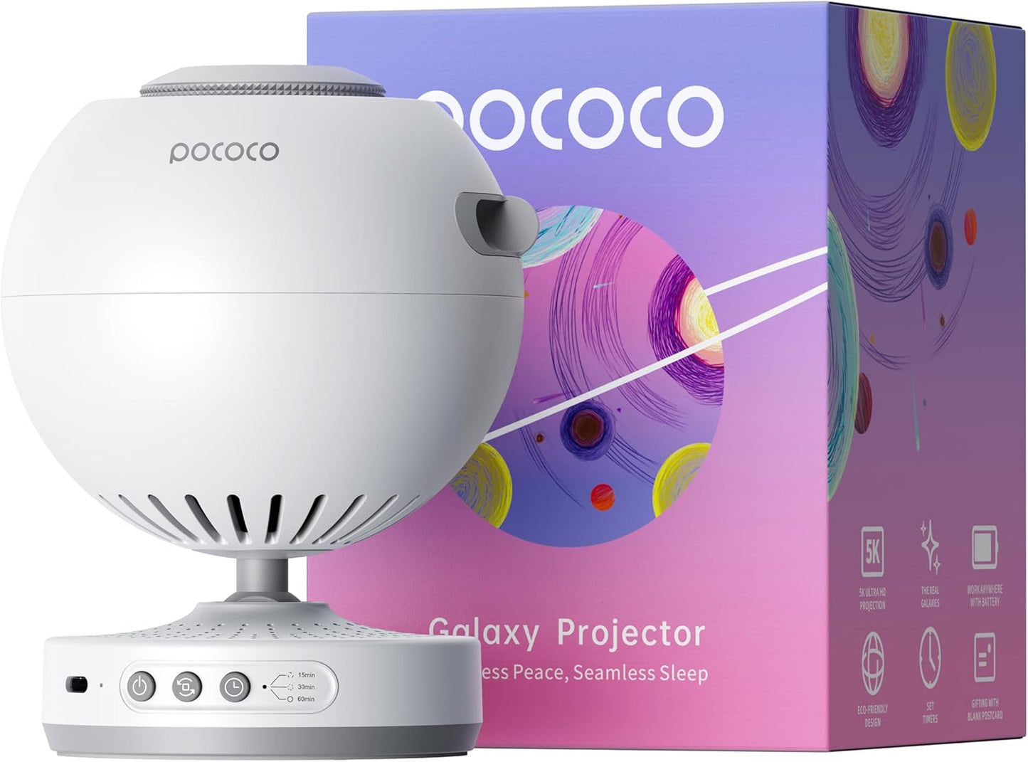 POCOCO Galaxy Star Projector for Bedroom with Replaceable Optical Film Discs, Home Planetarium Night Light Projector with High-Definition Soft Light for Relax, Study, and Meditate, Stress Relief Gifts