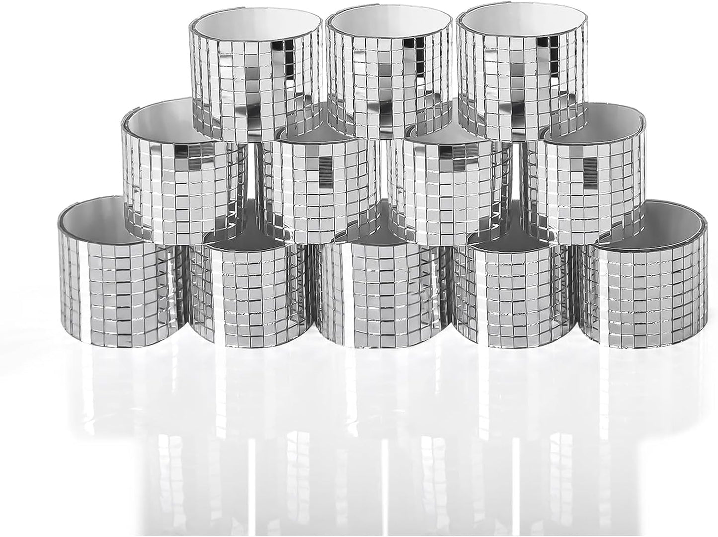 LONGKING 4728 Silver Square Mirror Mosaic Tiles, Glass DIY Craft Decoration, Disco Ball Tiles