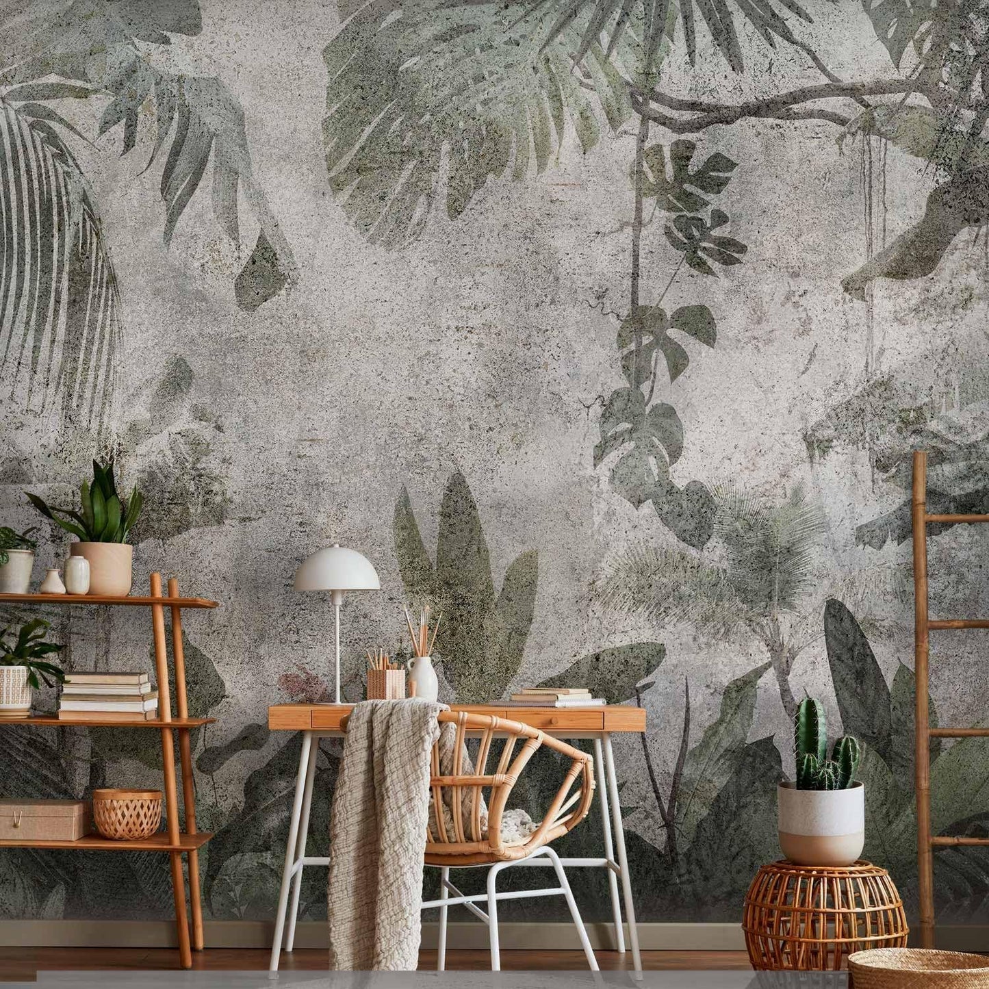 artgeist Premium Wall Mural Tropical Leaves 79x55 in - XXL Non-Woven Wallpaper Fleece Wall Decor Photo Print Picture Image Design Landscape Jungle Nature Monstera Palm Leaves b-C-0821-a-a