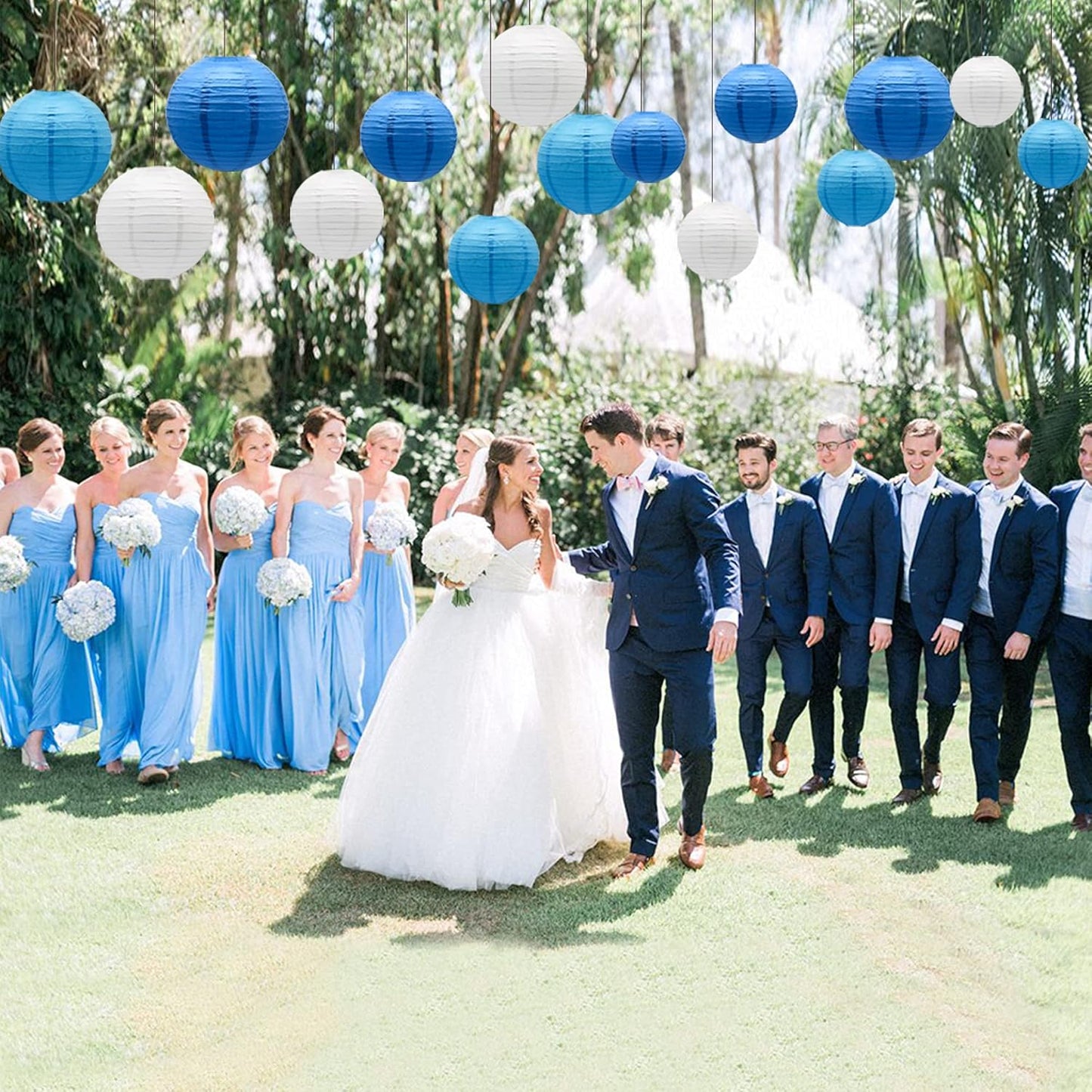 Paper Lanterns Party Decorations Blue - Hanging Paper Lanterns Indoor Outdoor - Wedding Graduation Birthday Baby Shower Party Supplies, 15pcs