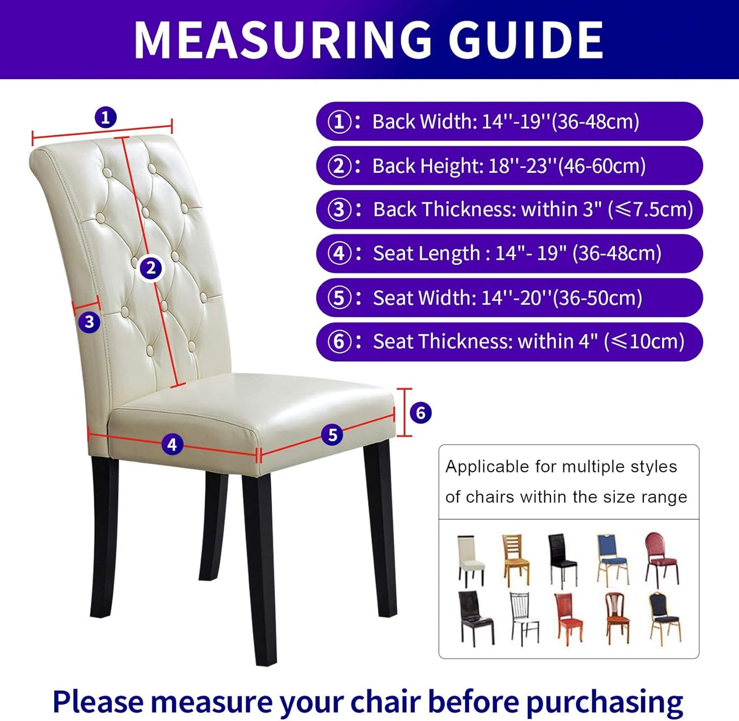 Howhic Stretch Chair Covers for Dining Room Set of 6, Removable Washable Dining Room Chair Covers, Dining Chair Slipcovers Seat Protector, Great Home Decor and Banquet Upholstery (Gold, 6 Pack)