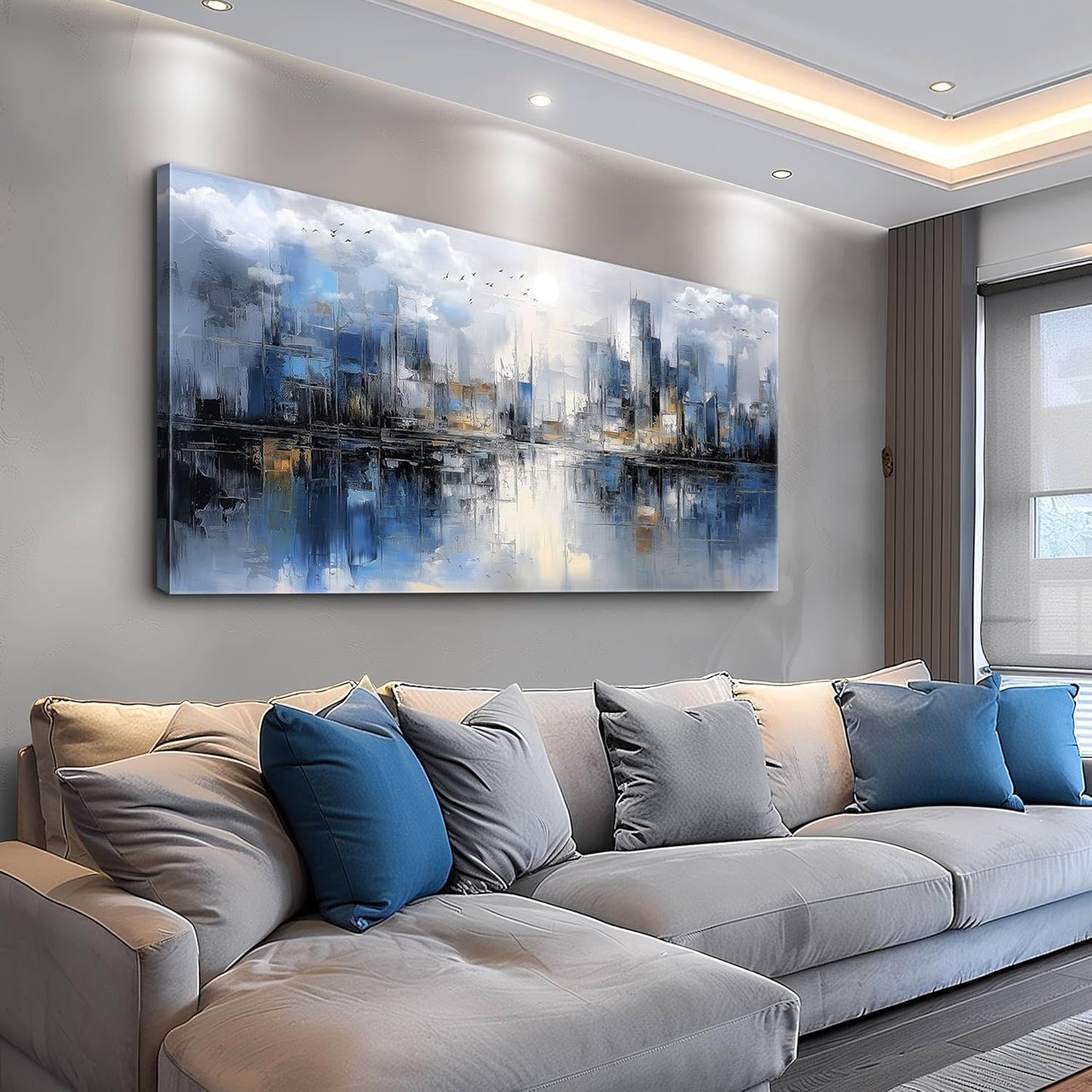 Large Wall Decor for Living Room Canvas Wall Art for Office Wall Decorations for Bedroom Abstract Watercolor Painting Artwork Room Home Decor 24x48 in