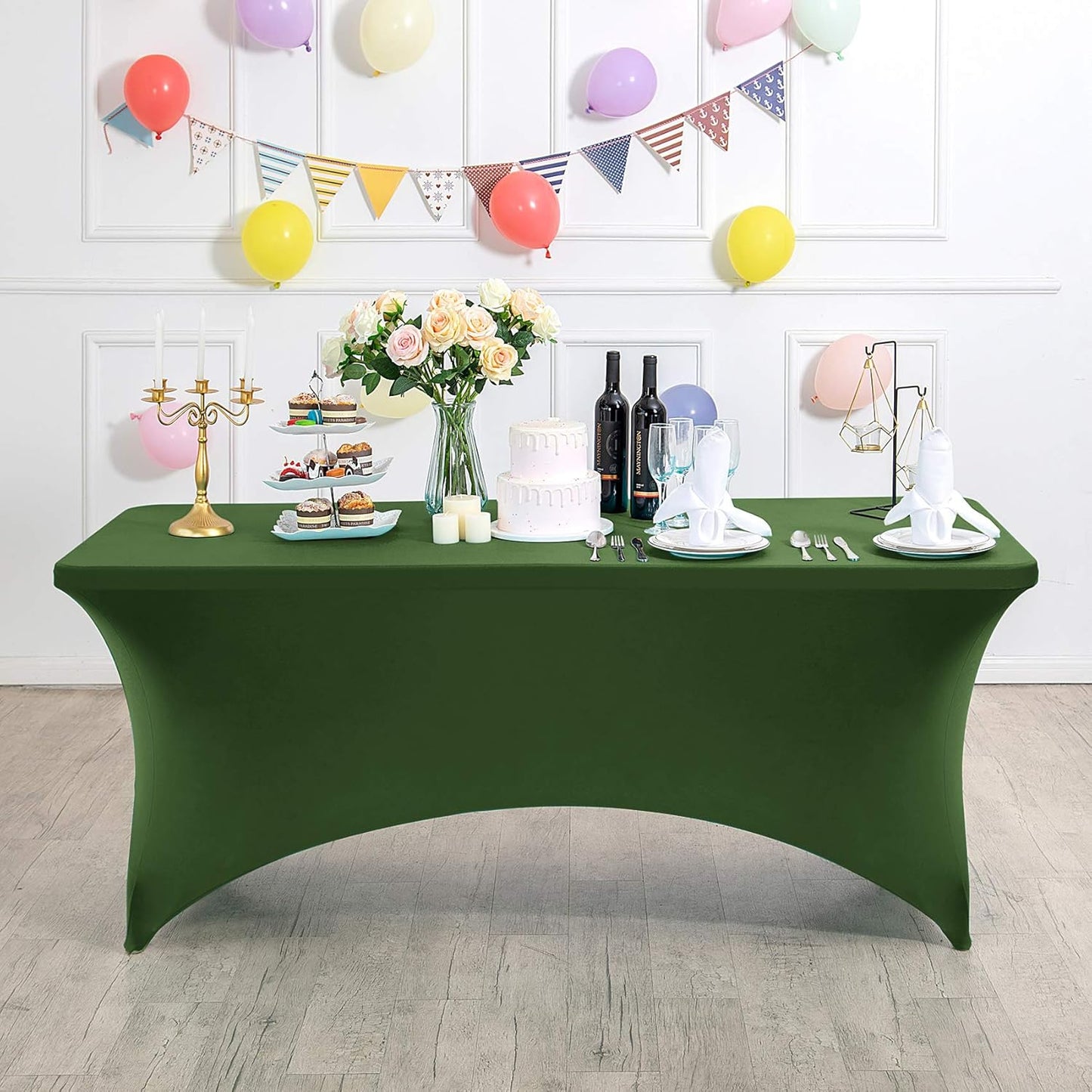 2Pack Spandex Table Cover for 6Ft or 4fT or 8ft Table Universal Fitted Stretch Tablecloth for Party, Banquet, Wedding and Events-Willow