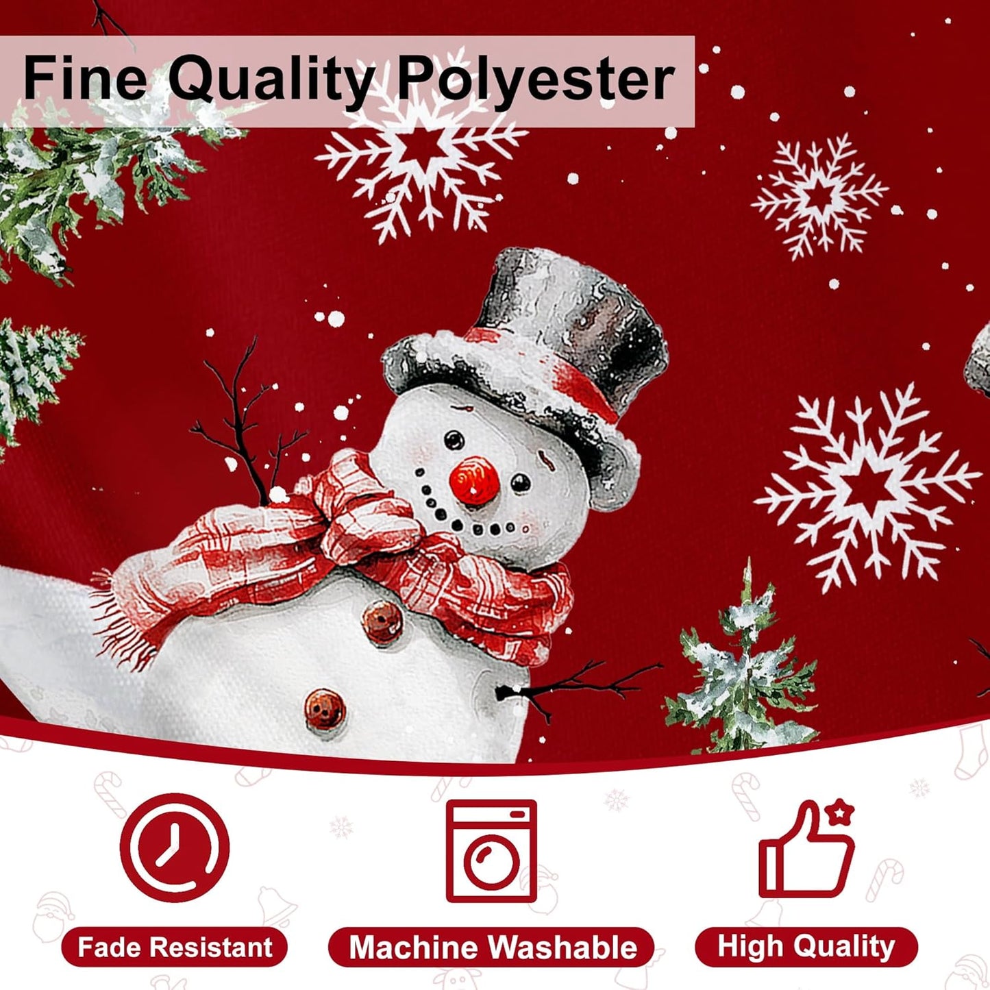 Christmas Tree Skirt 48 Inches Red Xmas Soft Cover Mat Decor Retro Xmas Tree Skirt for New Year Holiday Ornaments Indoor Outdoor Decorations (Snowman Pattern)