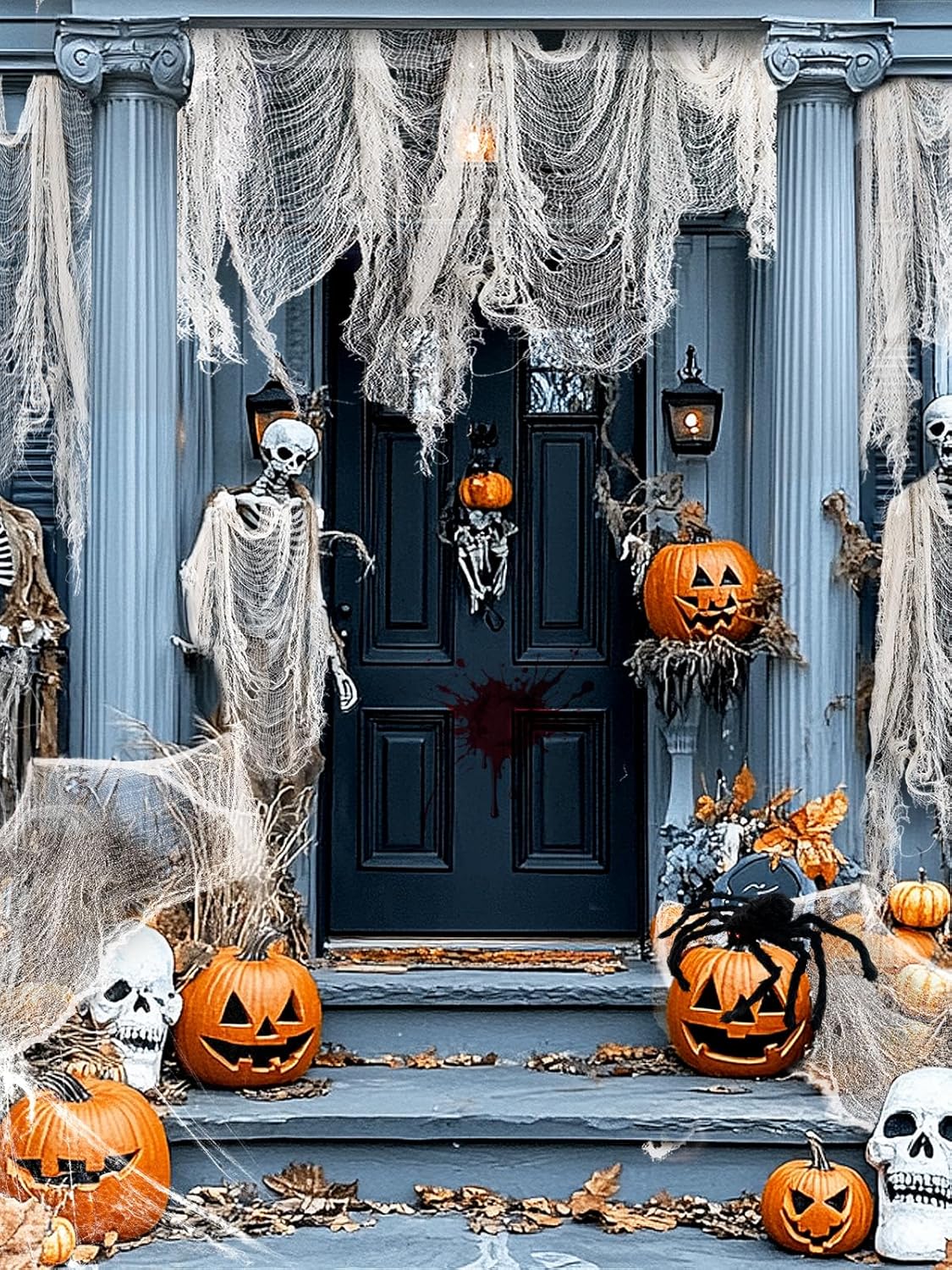 Biubee 5Pcs Halloween White Creepy Cloth- Spooky Gauze Fabric Cloth for Haunted Horror House Halloween Party Doorway Outdoors Decoration (30" ×72")