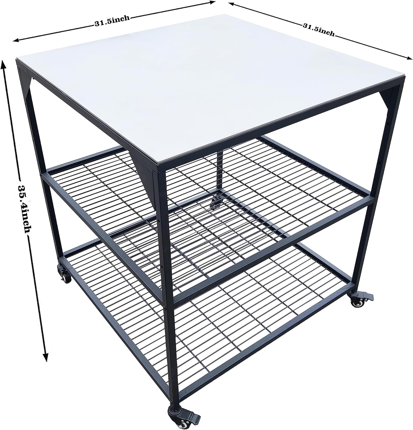 Stainless Steel 3-Tier Mobile Cart for Outdoor Grills & Pizza Ovens