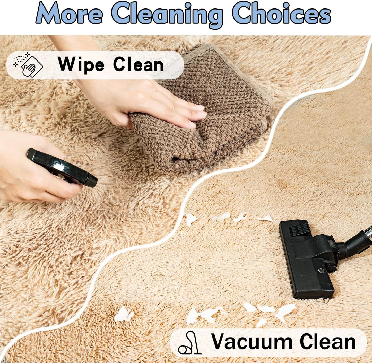 Rezutan Fluffy Rug for Living Room Bedroom,Soft Large Comfy Modern Shaggy Fuzzy Kids Rug for Living Room, Plush Indoor Nursery classroo Home Decor Bedside with Non-Slip Bottom,Camel, 8X10 Feet