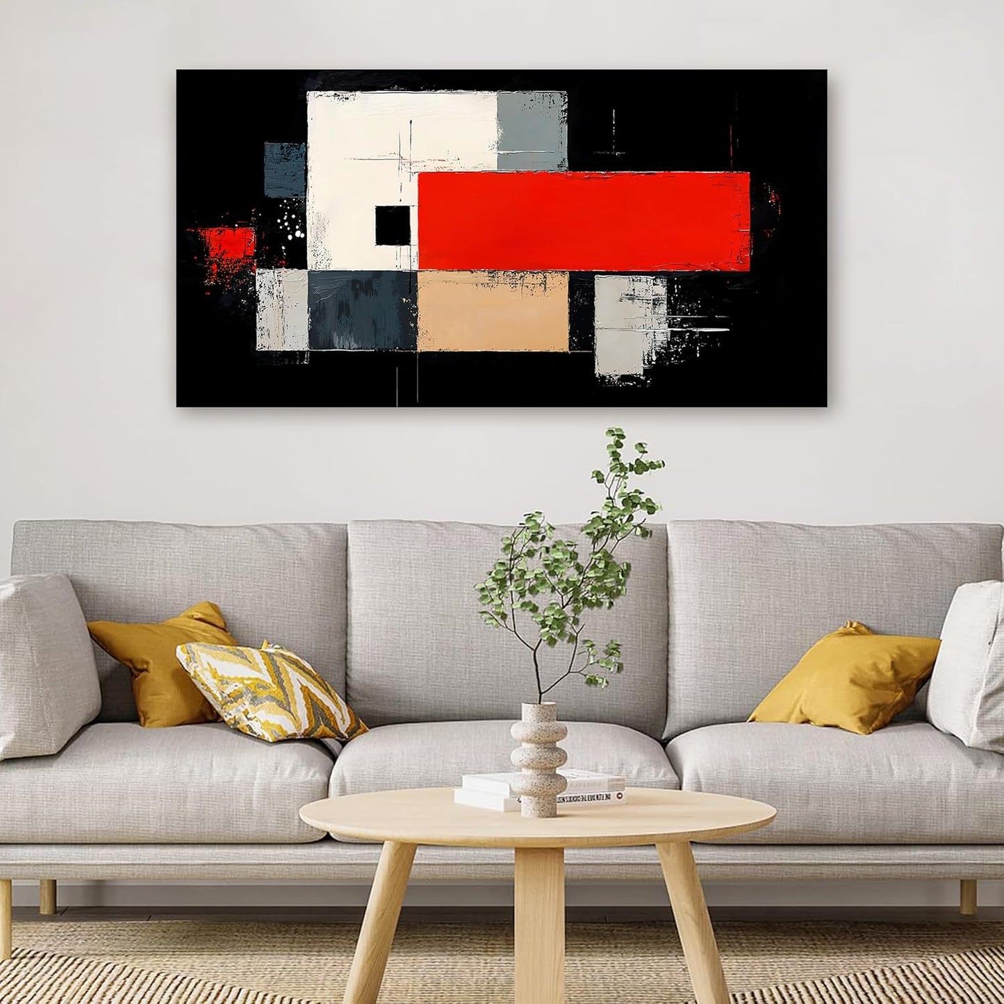 Abstract Wall Art Decor Wall Art Pictures for Living Room Abstract Canvas Art Wall Decor Black and White Wall Art Prints Artwork for Walls Modern Red Wall Art Decorations Home Office Decor 20" X 40"