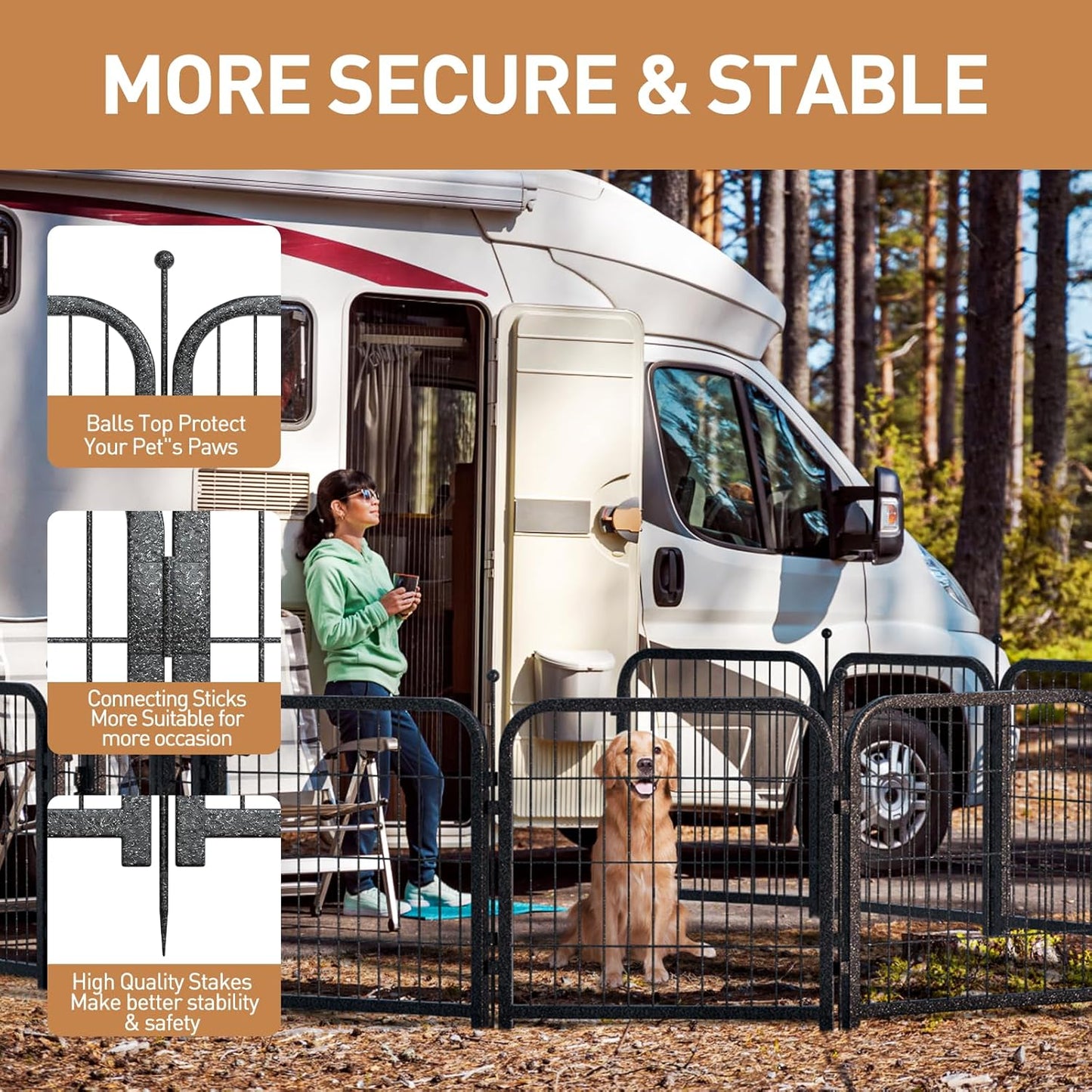 Metal Dog Playpen, 45" Inch Height 16 Panels, Large Dog Fence for Large/Medium/Small Dogs Indoor & Outdoor Bliss, Perfect Dog Pen for Camping, Yard and RV | Black-Silver